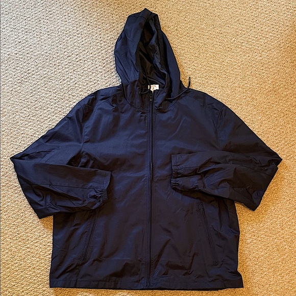 J. Crew Factory Men's Dark Blue Hooded Windbreaker - Picture 1 of 5